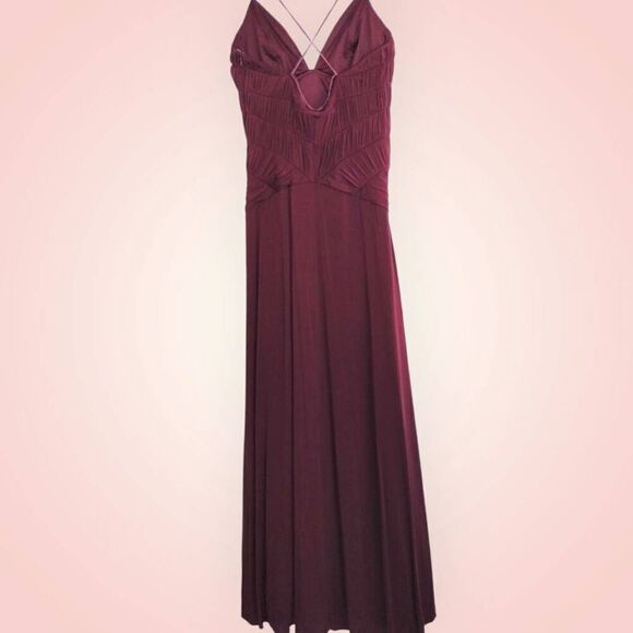 Laundry Shelli Segal Gown Sz 6 Burgundy Strappy Low Back Jersey Knit Swiftie - Picture 2 of 13